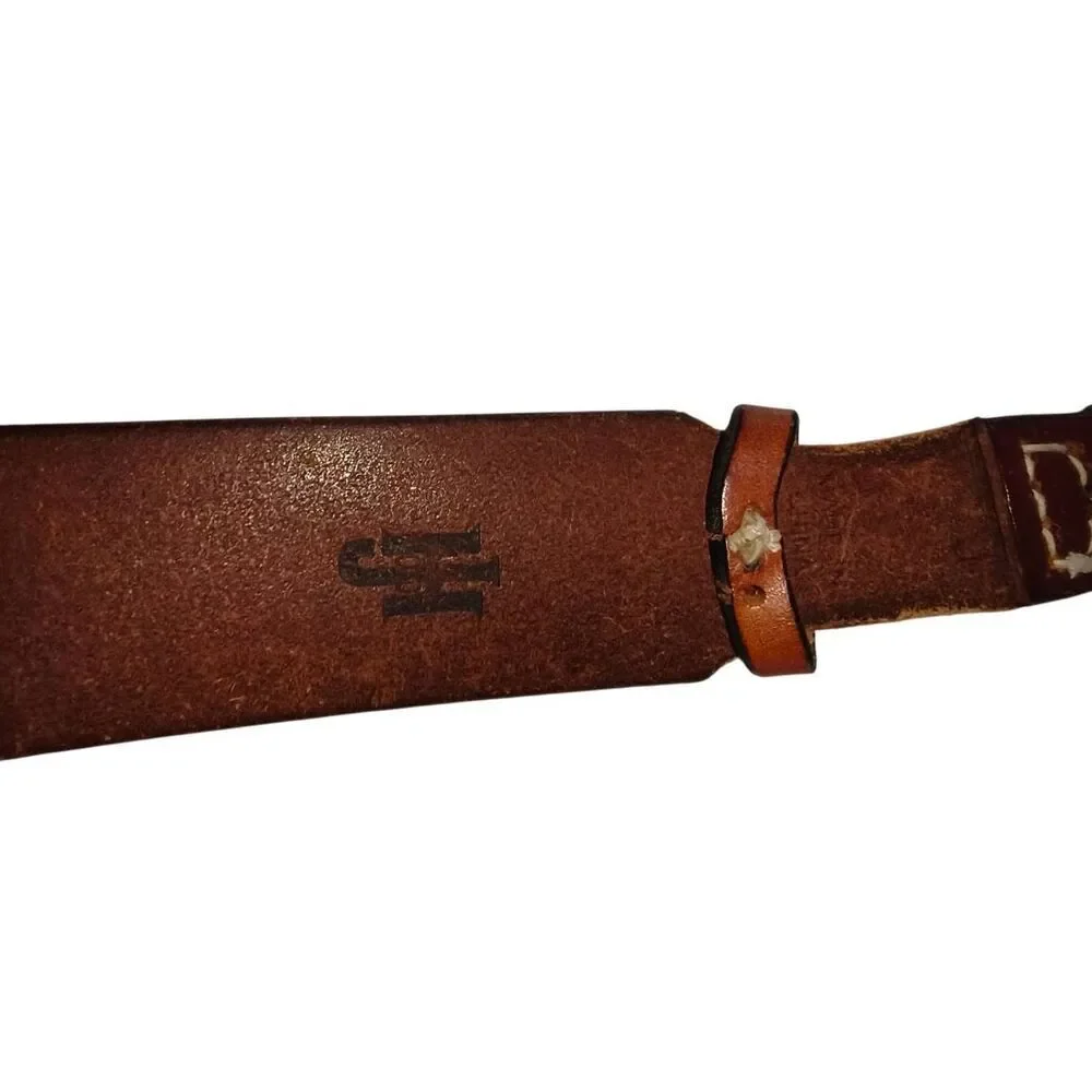Polo Ralph Lauren genuine leather belt James Reid Ltd silver tone buckle 1997 st